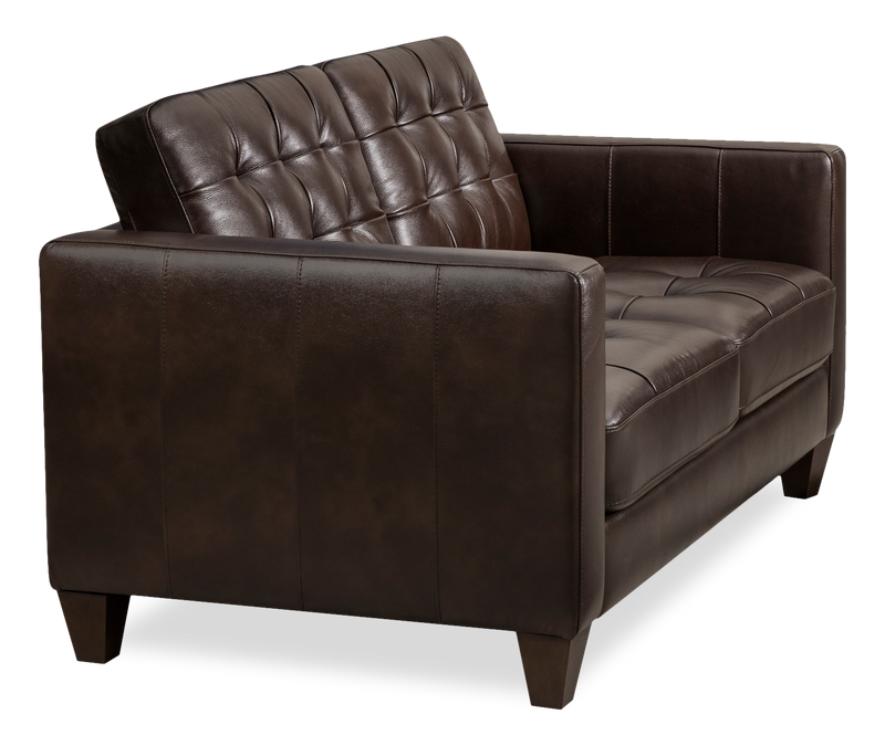 Theo 62\" Top-Grain Genuine Leather Loveseat with Removable Back Cushion and Wood Feet – Brown