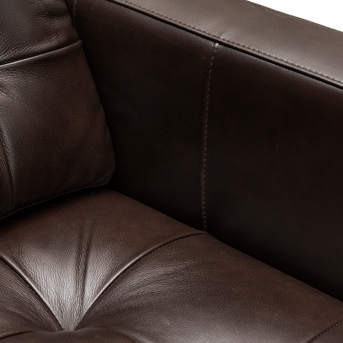 Theo 62\" Top-Grain Genuine Leather Loveseat with Removable Back Cushion and Wood Feet – Brown