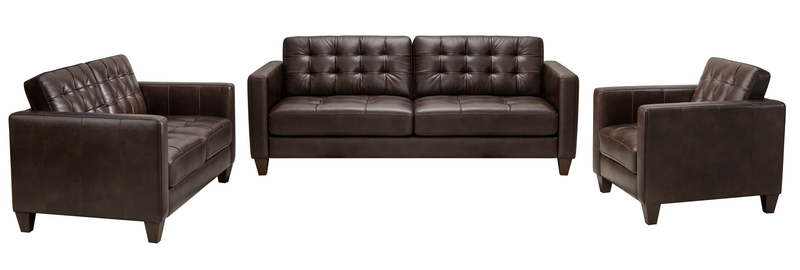 Theo 62\" Top-Grain Genuine Leather Loveseat with Removable Back Cushion and Wood Feet – Brown
