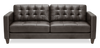 Theo 85\" Top-Grain Genuine Leather Sofa with Removable Back Cushion and Wood Feet – Grey