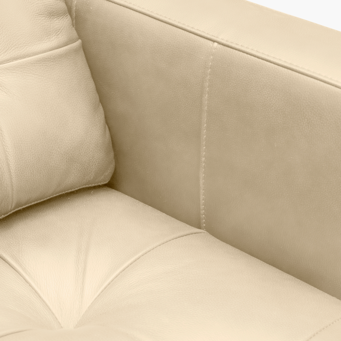Theo 37\" Top-Grain Genuine Leather Chair with Removable Back Cushion and Wood Feet – Stone