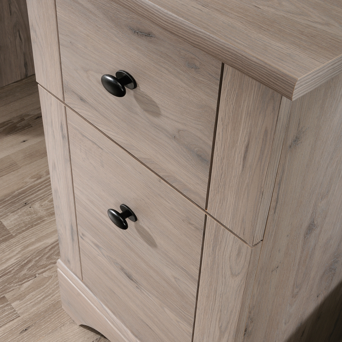 Tyren 59.45“ Rustic Office Desk with Drawers – Laurel Oak 