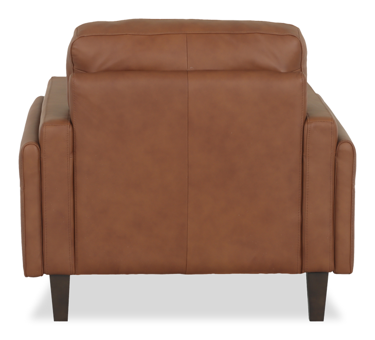 Venice 39\" Traditional Genuine Leather Accent Chair – Light Brown