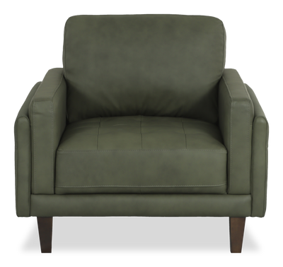 Chateau d’Ax Venice 39" Traditional Genuine Leather Accent Chair  – Green | Fauteuild’appoint traditionnel Venice de Château d’Ax de 39 po en cuir véritable - vert