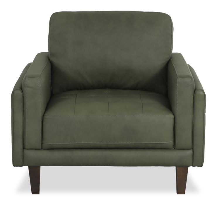 Venice 39\" Traditional Genuine Leather Accent Chair  – Green