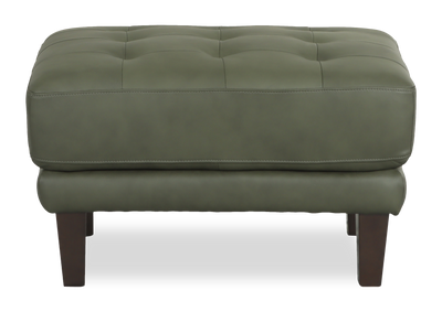 Chateau d’Ax Venice 30" Traditional Genuine Leather Ottoman – Green | Pouf traditionnel Venice de Château d’Ax de 30 po en cuir véritable - vert
