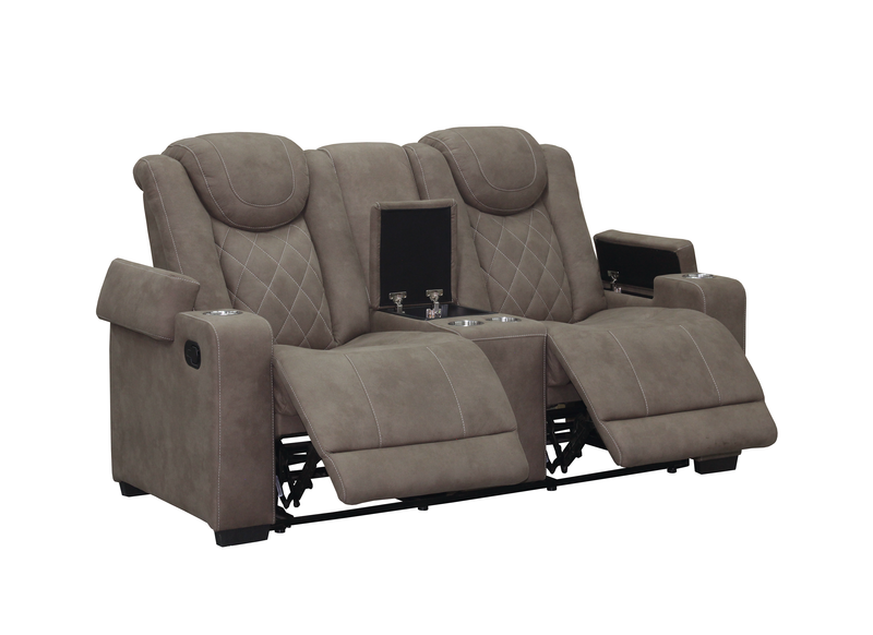 Venture 70.08” Faux Suede Reclining Loveseat with Storage and Cupholders - Chocolate