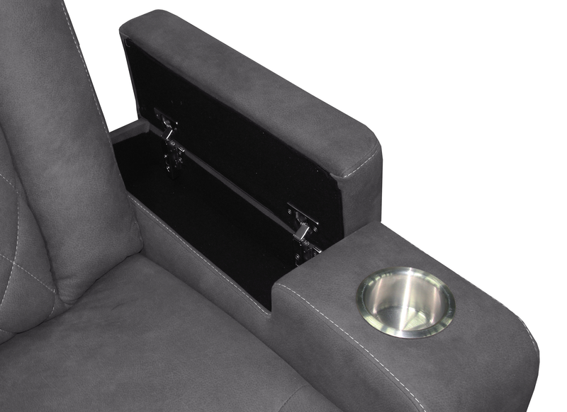 Venture 35.83” Faux Suede Power Reclining Chair with Power Headrests, Cupholders, and USB Port - Grey