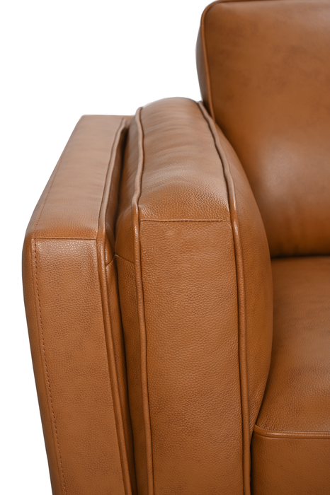 Viero 42.1\" Genuine Leather Accent Chair - Caramel  