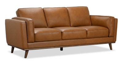 Viero 86.2" Genuine Leather Sofa - Caramel   | Sofa Viero de 86,2 po en cuir véritable - caramel