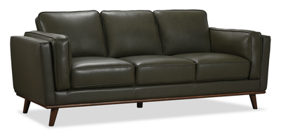 Viero 86.2" Genuine Leather Sofa - Green   | Sofa Viero de 86,2 po en cuir véritable - vert