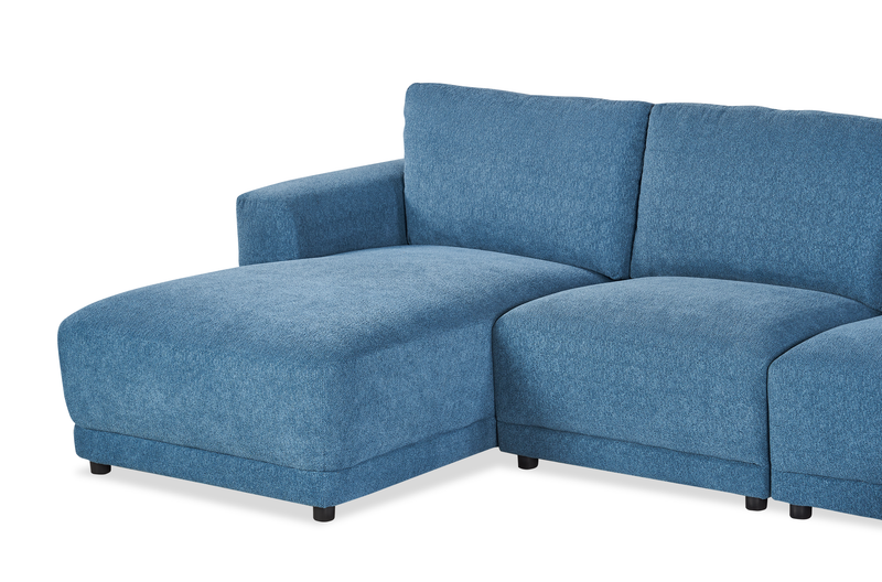 Voyage Modular 4-Piece U-Shaped Fabric Sectional with Removable Back Cushions – Blue