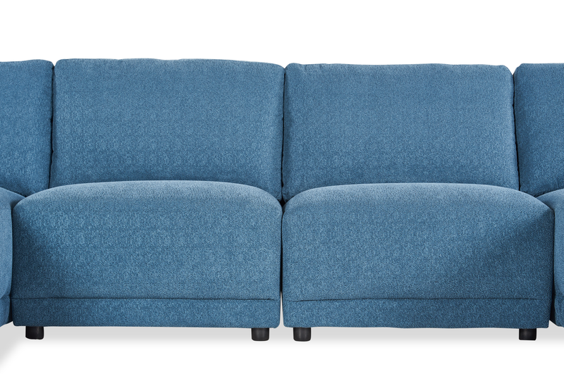 Voyage Modular 4-Piece U-Shaped Fabric Sectional with Removable Back Cushions – Blue
