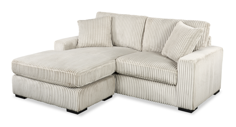 Willow 2-Piece Fabric Sectional with Removable Cushions and Chaise Ottoman – Sand