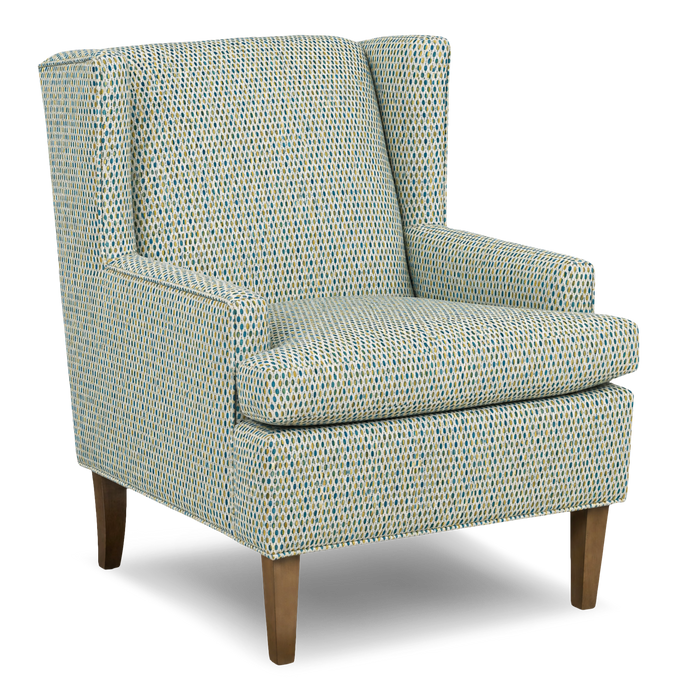 Made in Canada Sofa Lab Customizable Wingback 30\" Fabric Accent Chair – Peacock Accent Fabric 