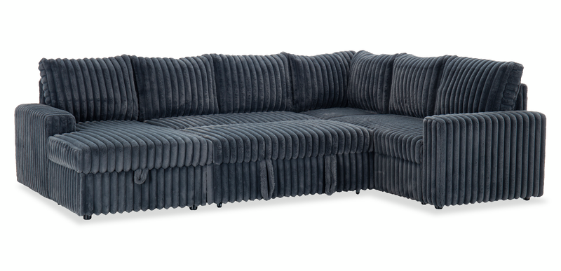 Winston 3-Piece Left-Facing Fabric Sleeper Sectional with Storage Chaise – Slate