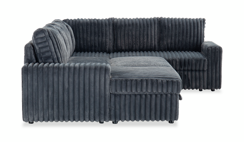 Winston 3-Piece Left-Facing Fabric Sleeper Sectional with Storage Chaise – Slate