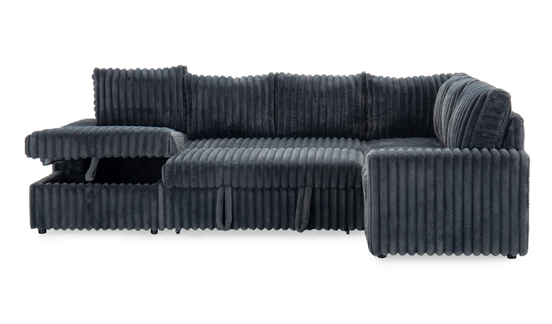 Winston 3-Piece Left-Facing Fabric Sleeper Sectional with Storage Chaise – Slate