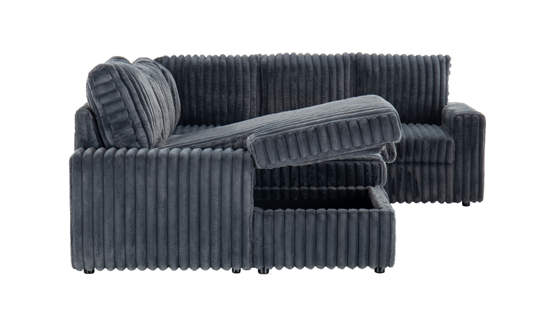 Winston 3-Piece Left-Facing Fabric Sleeper Sectional with Storage Chaise – Slate
