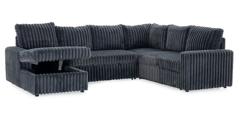Winston 3-Piece Left-Facing Fabric Sleeper Sectional with Storage Chaise – Slate