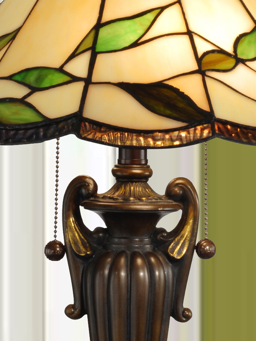 Wisteria 26\" Fallhouse Tiffany Table Lamp with Amber Shade – Antique Bronze 