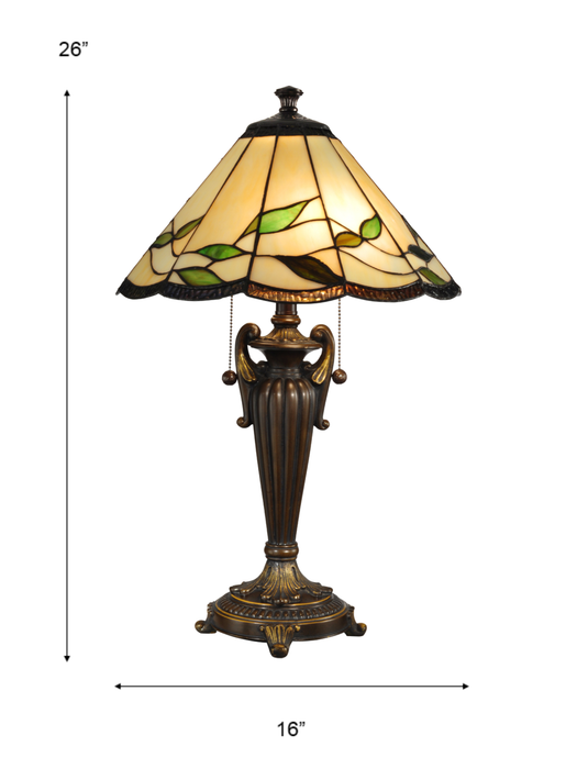 Wisteria 26\" Fallhouse Tiffany Table Lamp with Amber Shade – Antique Bronze 