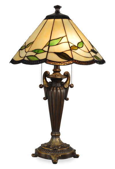 Wisteria 16" Fallhouse Tiffany Table Lamp with Amber Shade – Antique Bronze  | Lampe de table de style Tiffany Fallhouse de Wisteria de 16 po avec abat-jour ambré - bronze antique