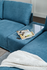 Voyage Modular 6-Piece Left-Facing Fabric Sectional with Console and Ottoman – Blue | Sofa sectionnel modulaire de gauche Voyage 6 pièces en tissu avec console et pouf - bleu