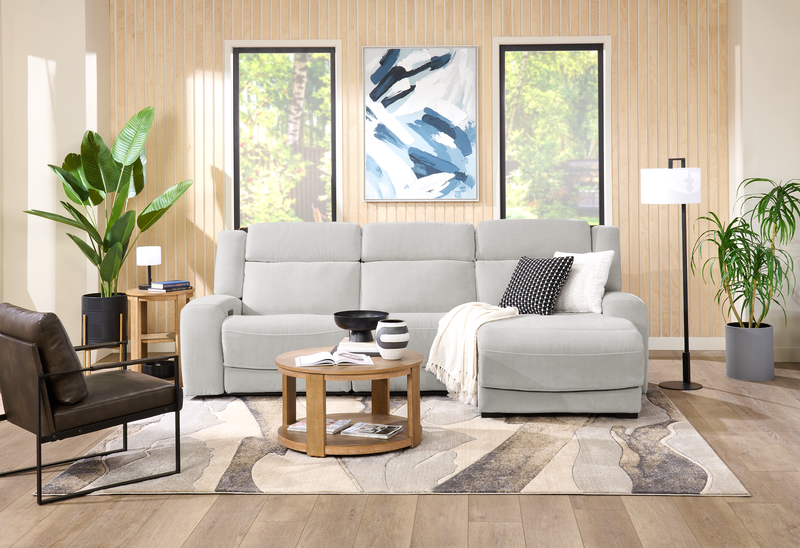 Shaquille O’Neal Home Legacy 3-Piece Right-Facing Power Reclining Sectional with Shaq-o-pedic Comfort - Grey 