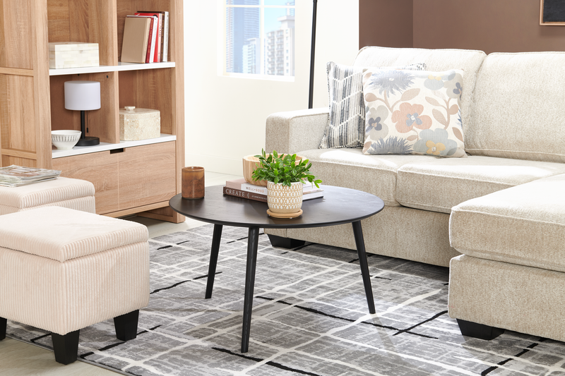 Viola 29.5\" Modern Round Top Coffee Table – Black Ash 