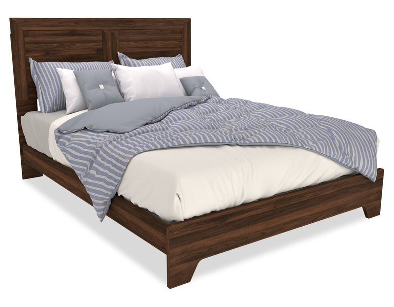 Yorkdale Panel Headboard, Made in Canada, Walnut Brown- Queen Size