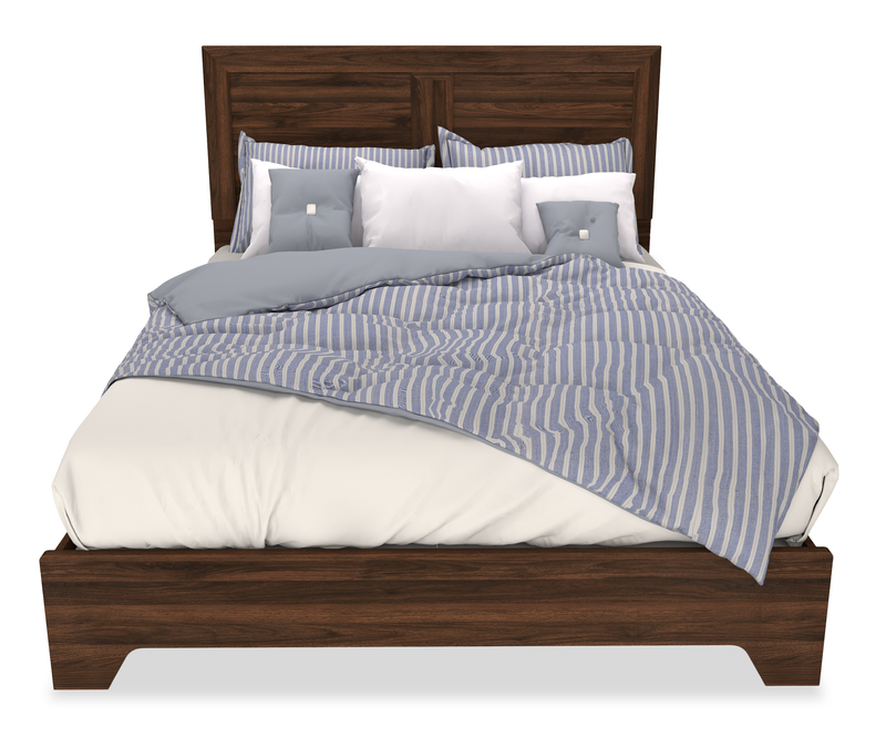 Yorkdale Panel Headboard, Made in Canada, Walnut Brown- Queen Size