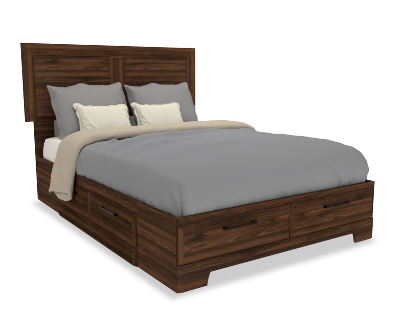 Yorkdale 5pc Bedroom Set with 6-Drawer Storage Bed, Dresser & Mirror, Walnut Brown- Full Size