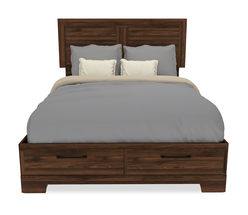 Yorkdale 5pc Bedroom Set with 6-Drawer Storage Bed, Dresser & Mirror, Walnut Brown- Full Size