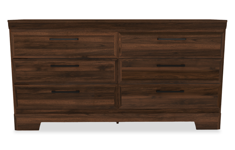 Yorkdale 6pc Set,12-Drawer Bed, Dresser, Mirror & Nightstand, Walnut Brown - Full Size