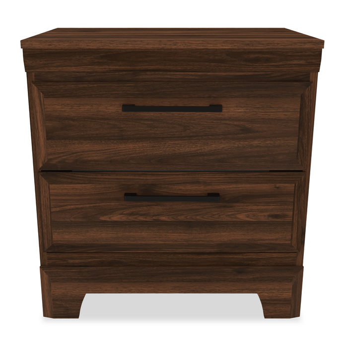 Yorkdale 6pc Set, 6-Drawer Bed, Dresser, Mirror & Nightstand, Walnut Brown- Queen Size