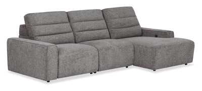 Shaquille O’Neal Home Prestige 3-Piece Right-Facing Sectional with Power Reclining – Grey | Sofa sectionnel de droite Prestige de Shaquille O’Neal Home 3 pièces avec inclinaison électrique - gris