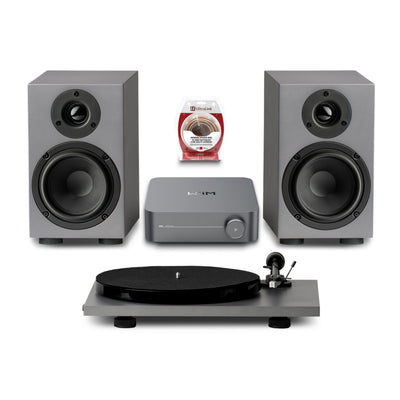 Pro-Ject & WiiM E1 Phono SE Turntable, Speakers, Amp & Ultralink Wire Bundle  - PJ97286718 | Ensemble tourne-disque Pro-Ject E1 Phono SE, haut-parleurs, amplificateur WiiM et câble Ultralink - PJ97286718