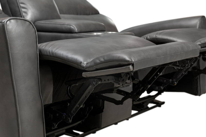 Quest 73\" Leather-Look Fabric Power Reclining Loveseat - Grey