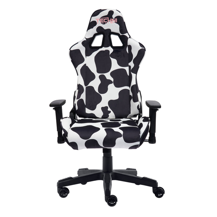 Techni Sport TS85 Cow Print Luxx Series Office Gaming Chair - Black
