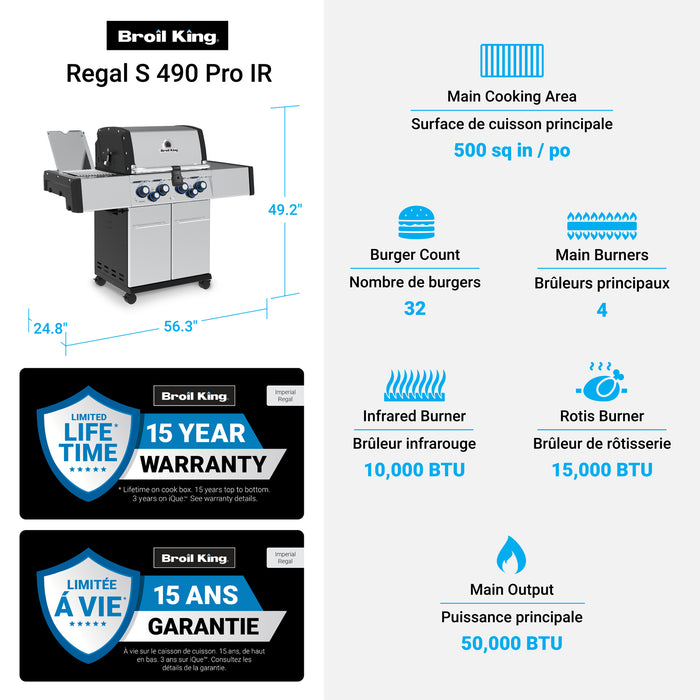 Broil King Regal S 490 Pro IR 4-Burner 50,000-BTU Natural Gas BBQ - 956947 Grill