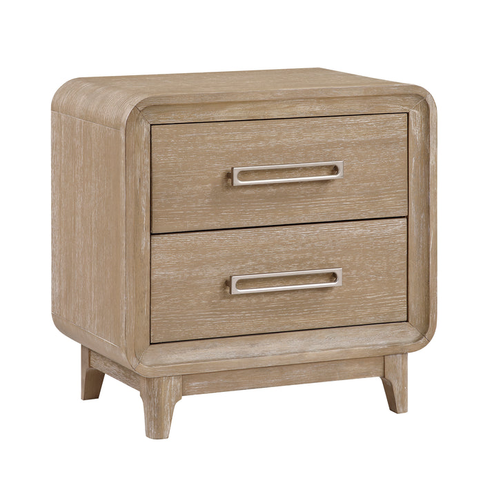 Sasha Bedside 2-Drawer Nightstand, 28\"W x 27\"H - Natural Oak Brown
