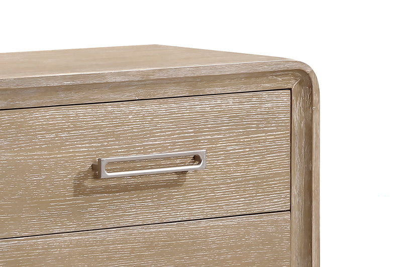 Sasha Bedside 2-Drawer Nightstand, 28\"W x 27\"H - Natural Oak Brown