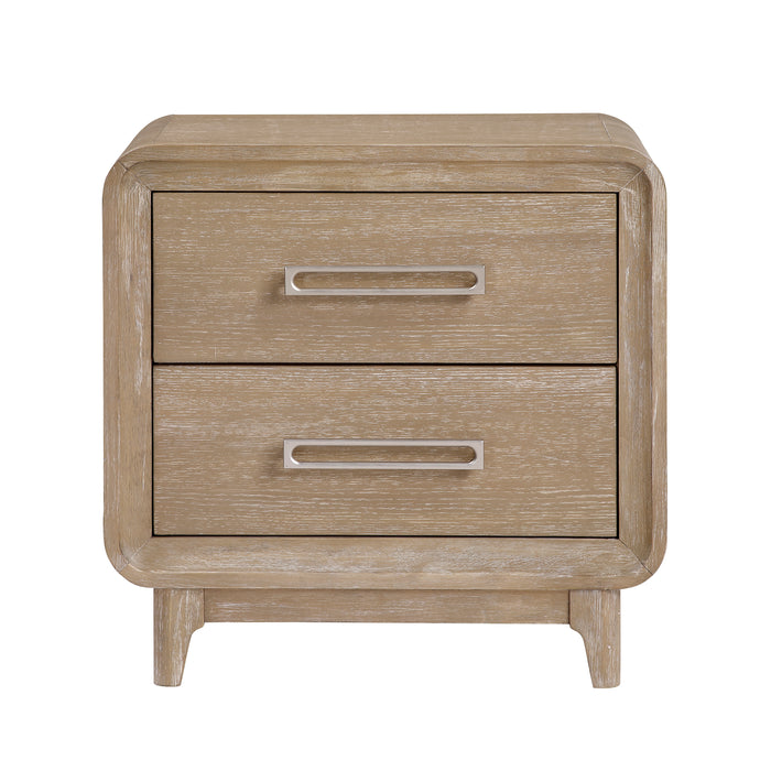 Sasha Bedside 2-Drawer Nightstand, 28\"W x 27\"H - Natural Oak Brown