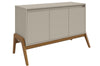 Manhattan Comfort Mid-Century Modern Gales 48.50” Sideboard with Solid Wood Legs - Greige