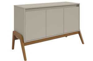 Manhattan Comfort Mid-Century Modern Gales 48.50” Sideboard with Solid Wood Legs - Greige