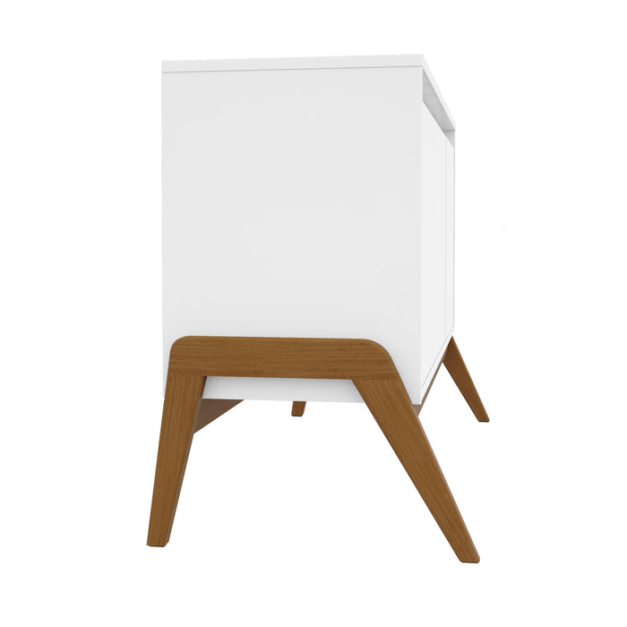 Manhattan Comfort Mid-Century Modern Gales 48.50” Sideboard with Solid Wood Legs - Matte White