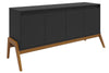 Manhattan Comfort Mid-Century Modern Gales 63.32” Sideboard with Solid Wood Legs - Matte Black