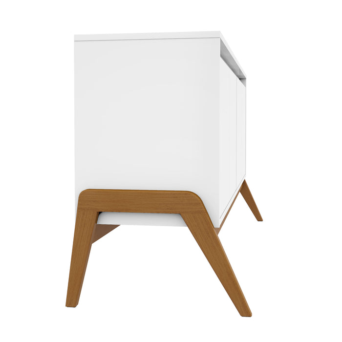 Manhattan Comfort Mid-Century Modern Gales 63.32” Sideboard with Solid Wood Legs - Matte White