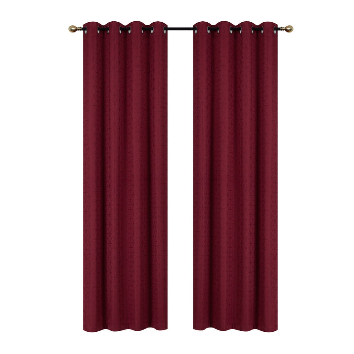 Jacquard Blackout Panel Geo Burgundy Drapes and Blinds
